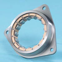Roller bearing with external clamping flange